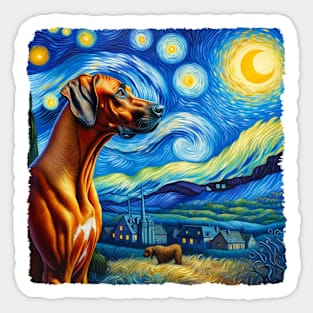 Starry Rhodesian Ridgeback Dog Portrait - Pet Portrait Sticker